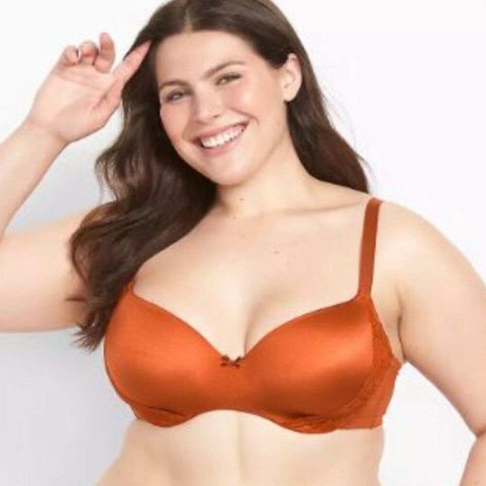Cacique Modern Smooth Balconette Bra in Rust Lightly Lined Underwire Lace 40DDD